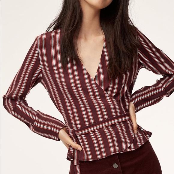 Aritzia, Wilfred Free Wrap Blouse in Berry - Picture 1 of 5